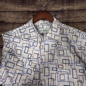 VTG Ben Sherman Original Geometric Short Sleeve Button Up Shirt Men Pink Large